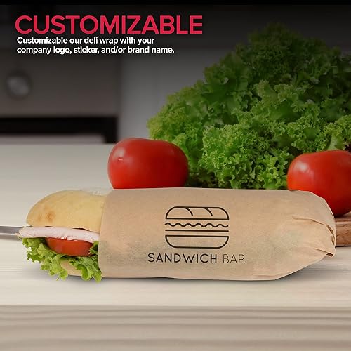 Miniatura 6 de Cuadrados Deli de 12 pulgadas paquete de 250  Papeles Kraft Naturales Deli  Forros a prueba de grasa para barcos de comida  Envolvedores de sándwich