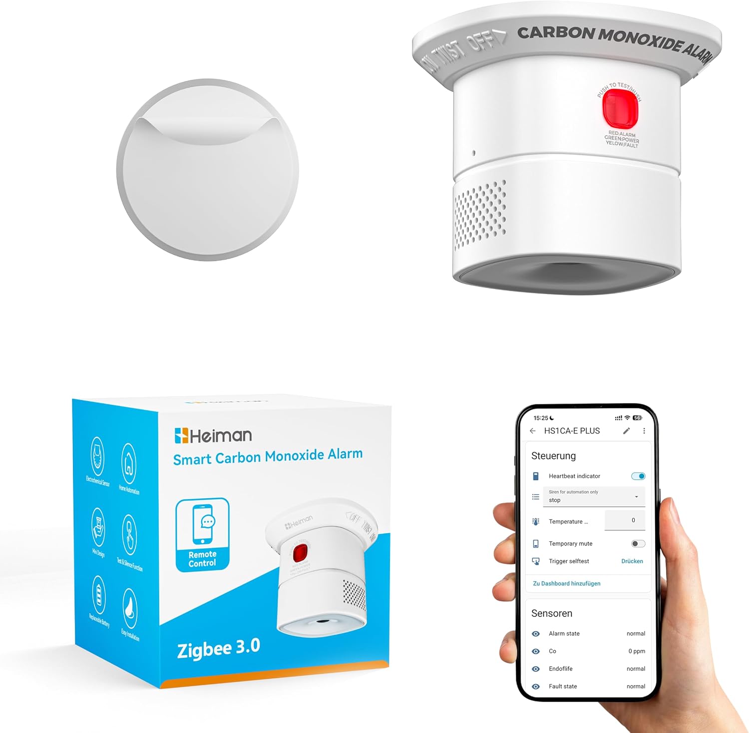 Heiman Mini Zigbee Kohlenmonoxid melder 7 Jahre Batterie