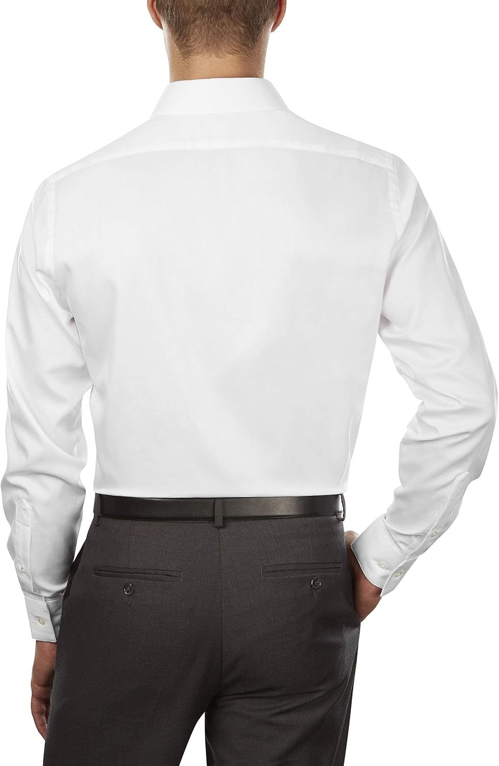 Van Heusen Men's Lux Sateen Fitted Solid Spread Collar Dress Shirt - Image 2