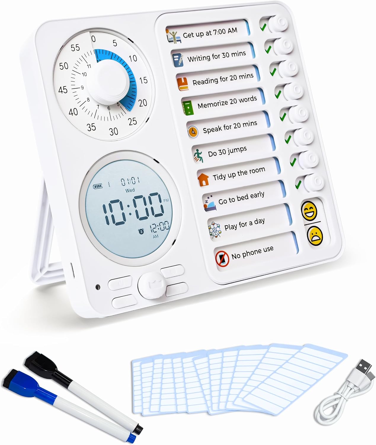 Herloreen Visual Timer for ADHD, Chore Chart & Task Planner for Kids,Adults