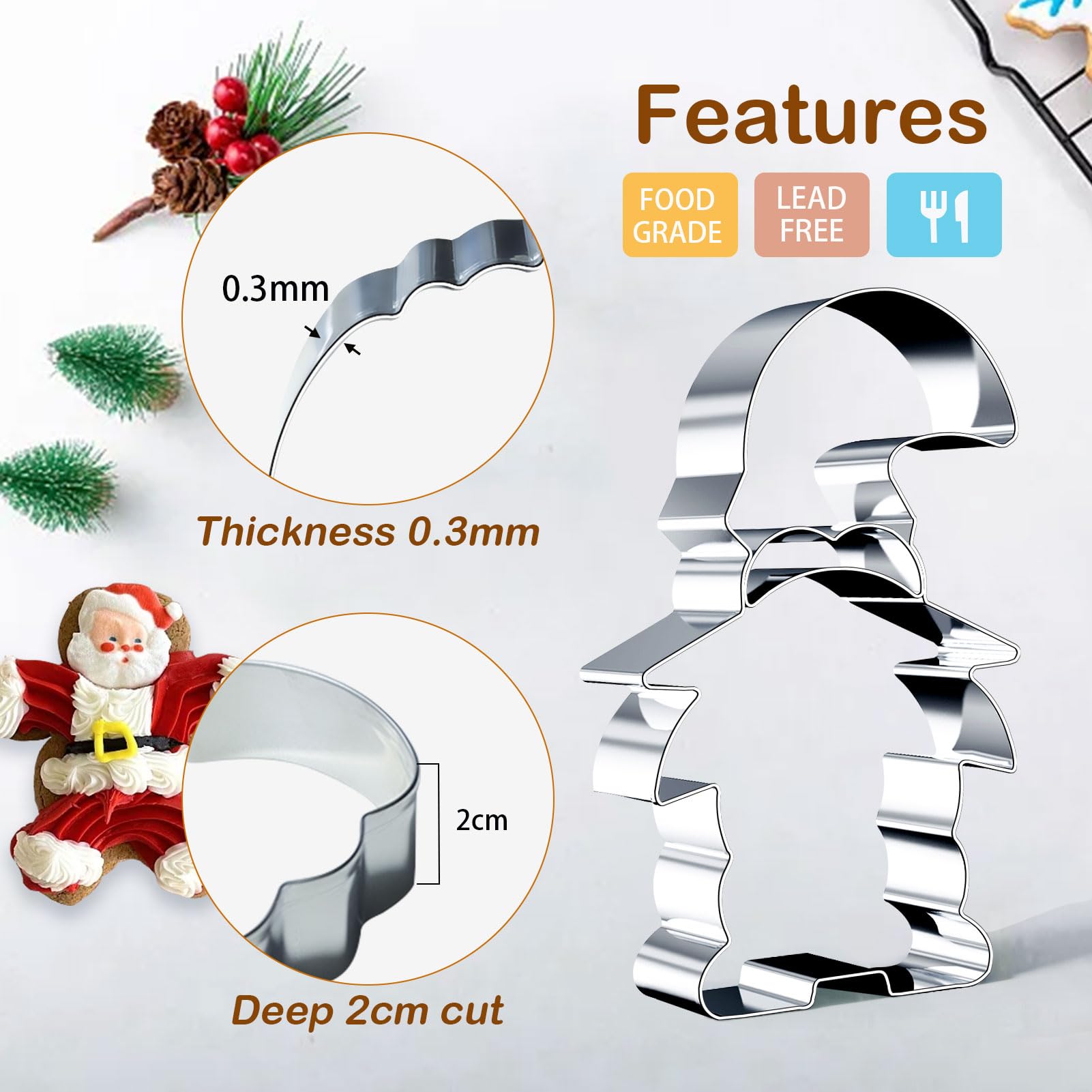 Lot D'emporte-pièces De Noël, Lutin En Acier Inoxydable, Emporte-pièces