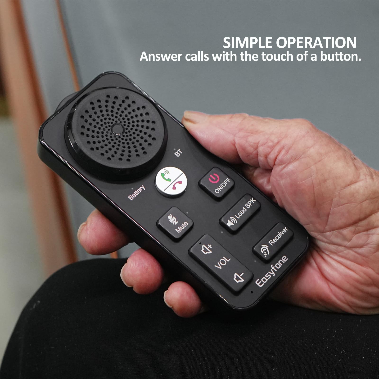 Easyfone iHeard SPK-01 Tragbarer Handy-Sound Verstärker für Senioren, Handy-Lautsprecherverstärker mit Mikrofon, geeignet für Smartphones und iPhones mit geringer Lautstärke
