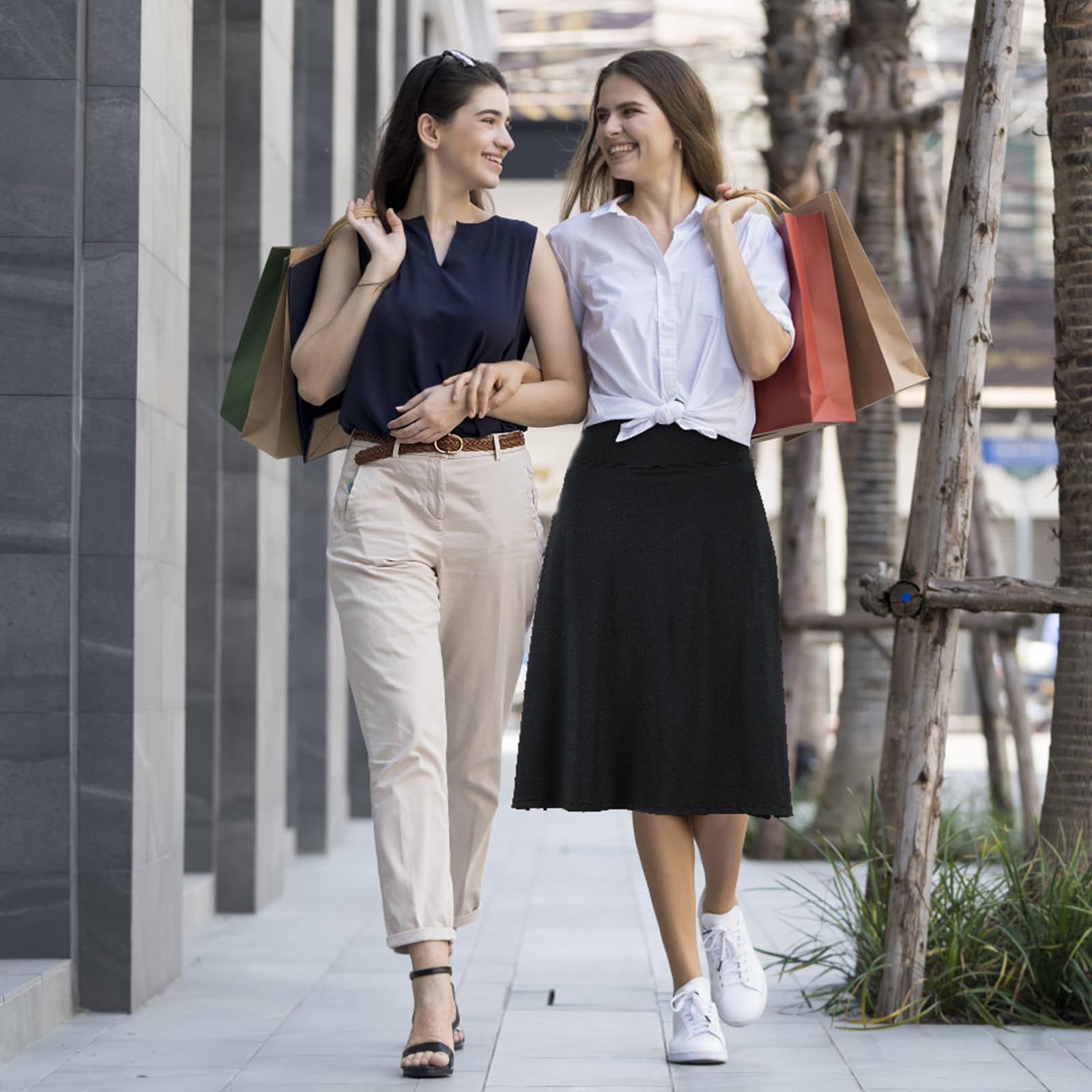 beroy Gonna lunga da donna da 71,1 cm, con 2 tasche, gonna modesta, con pantaloncini sotto le gonne lunghe a vita alta