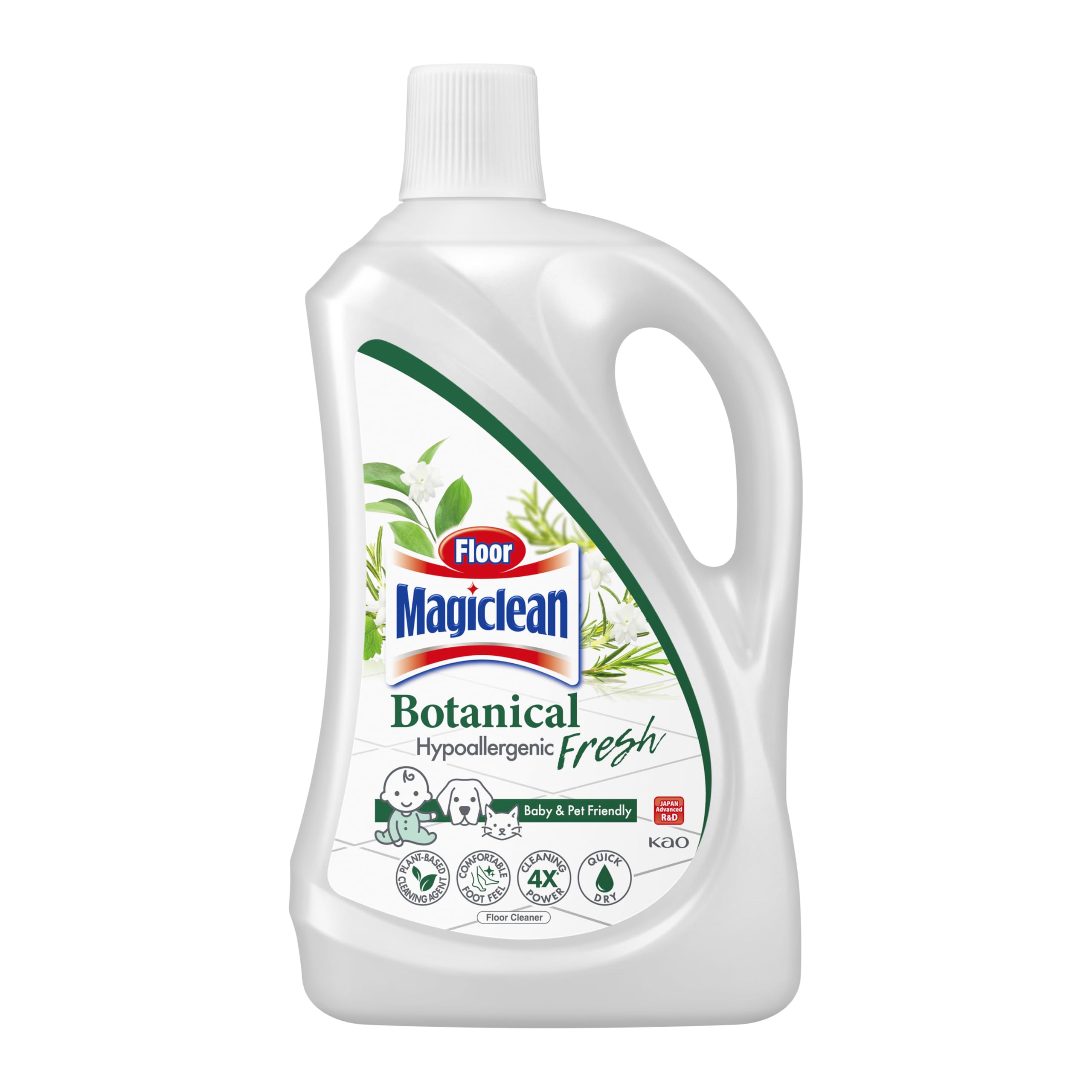 Magiclean Japan R&D Plant-Based Botanical Fresh Floor Cleaner | Floor Cleaning Liquid for Dirt, Dust & Stains | Hypoallergenic, Quick-Dry, Non-Sticky | Stone, Tile, Wood & Laminate Floors (1.8 Ltr)