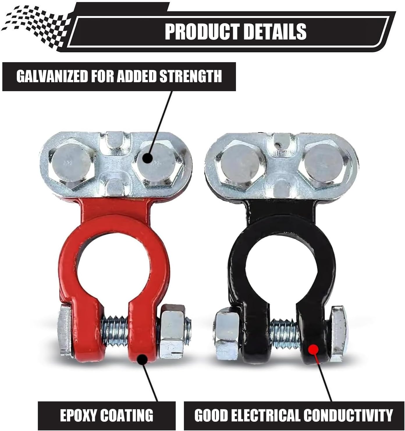 2 PCS Car Battery Terminal Connectors, Top Post Batterys Terminals Clamp Kit, Battery Supply Top Terminal Connector with Felt Washers, Universal for Cars, Motorcycles (Silver) image 3