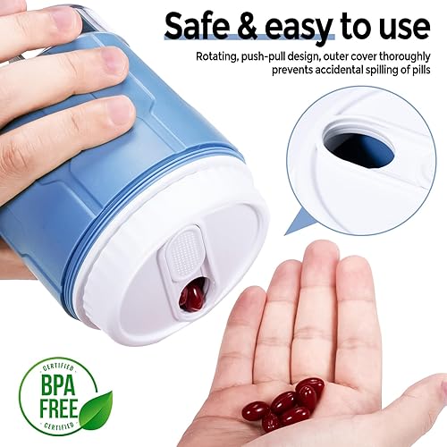 Miniatura 7 de Organizador de suplementos extragrande, botella organizadora semanal diaria de píldoras, dispensador de píldoras con 7 compartimentos grandes,