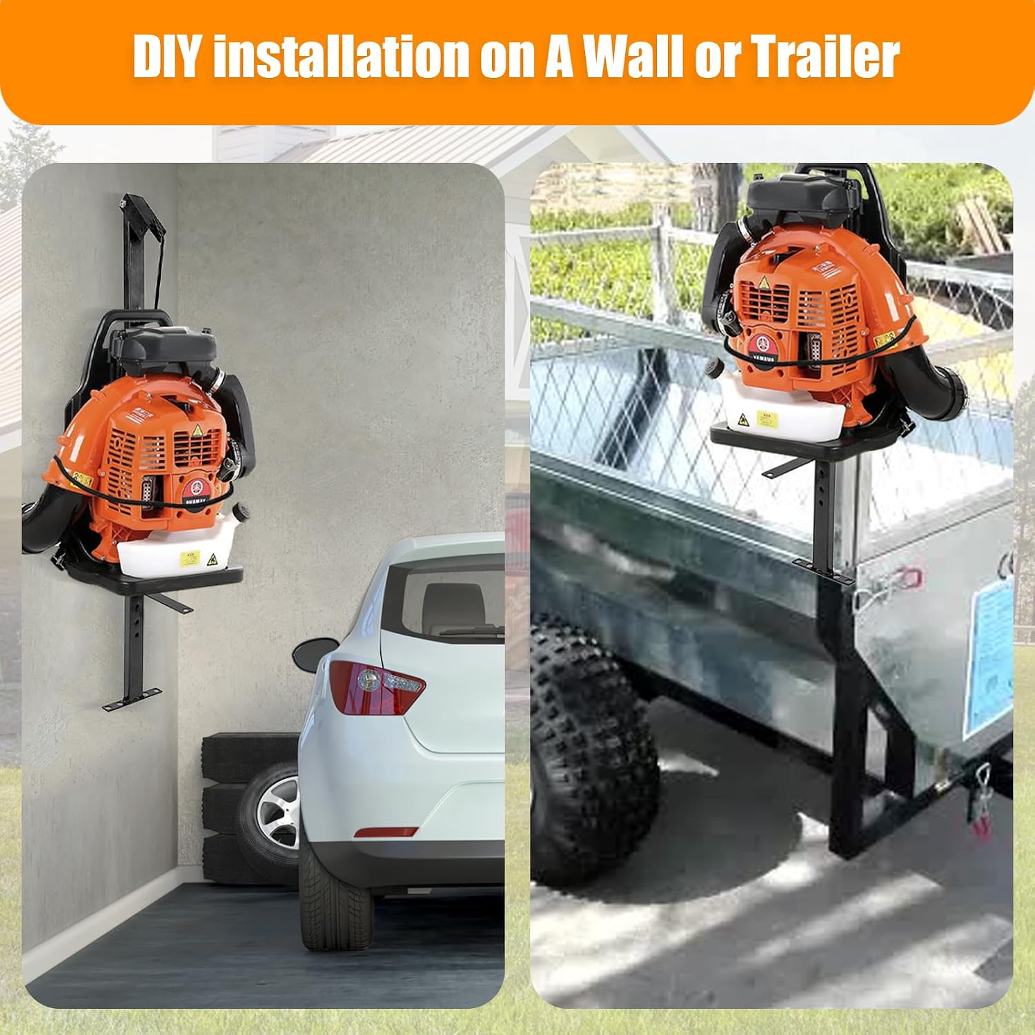Heavy-Duty Steel Universal Leaf Backpack Blower Rack with Adjustable Holding Base Fit 22" to 26" Blowers for Landscaping Trailer Truck