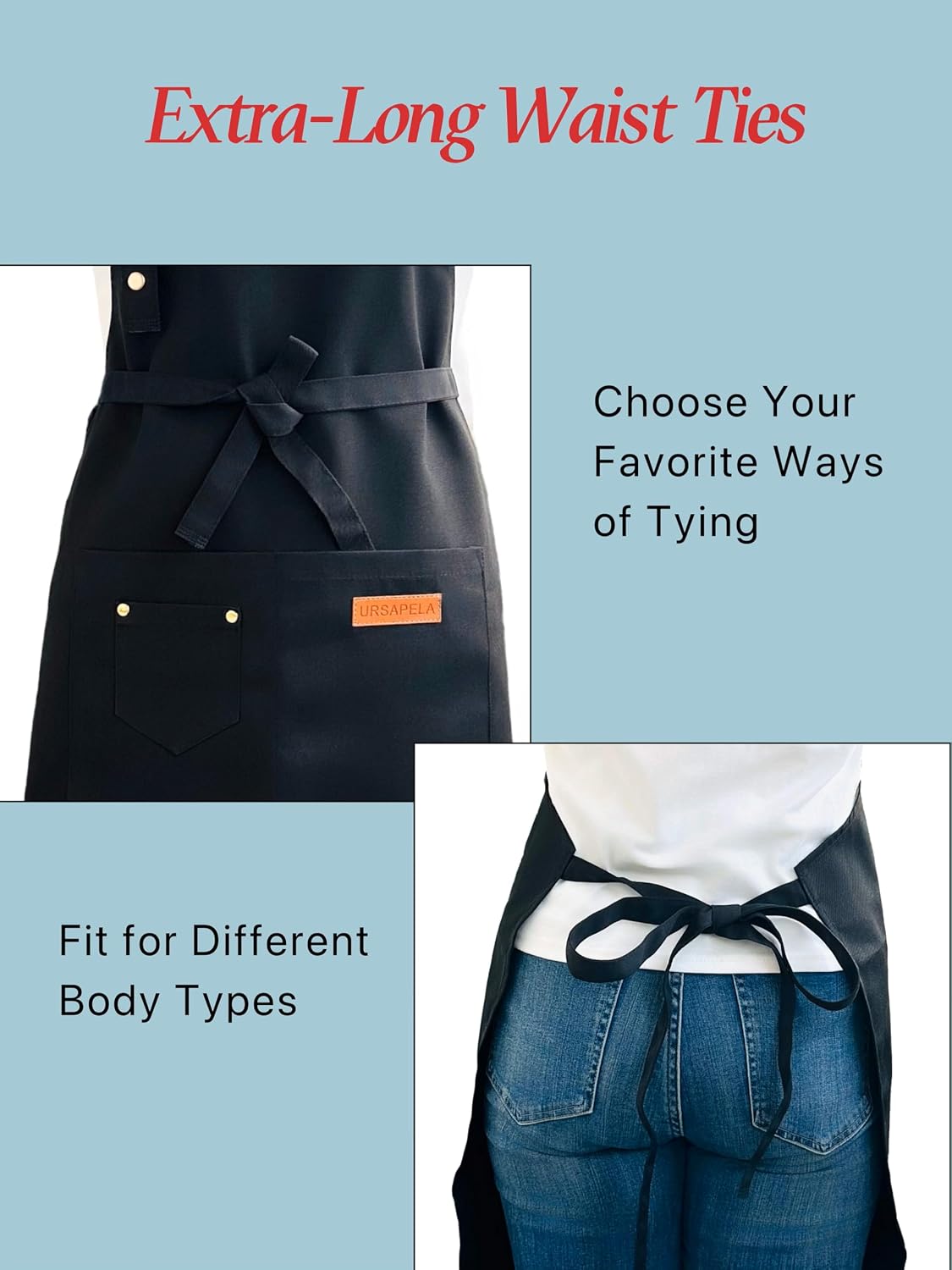 Aprons for Women Men, Water-Resistant Kitchen Aprons for Cooking