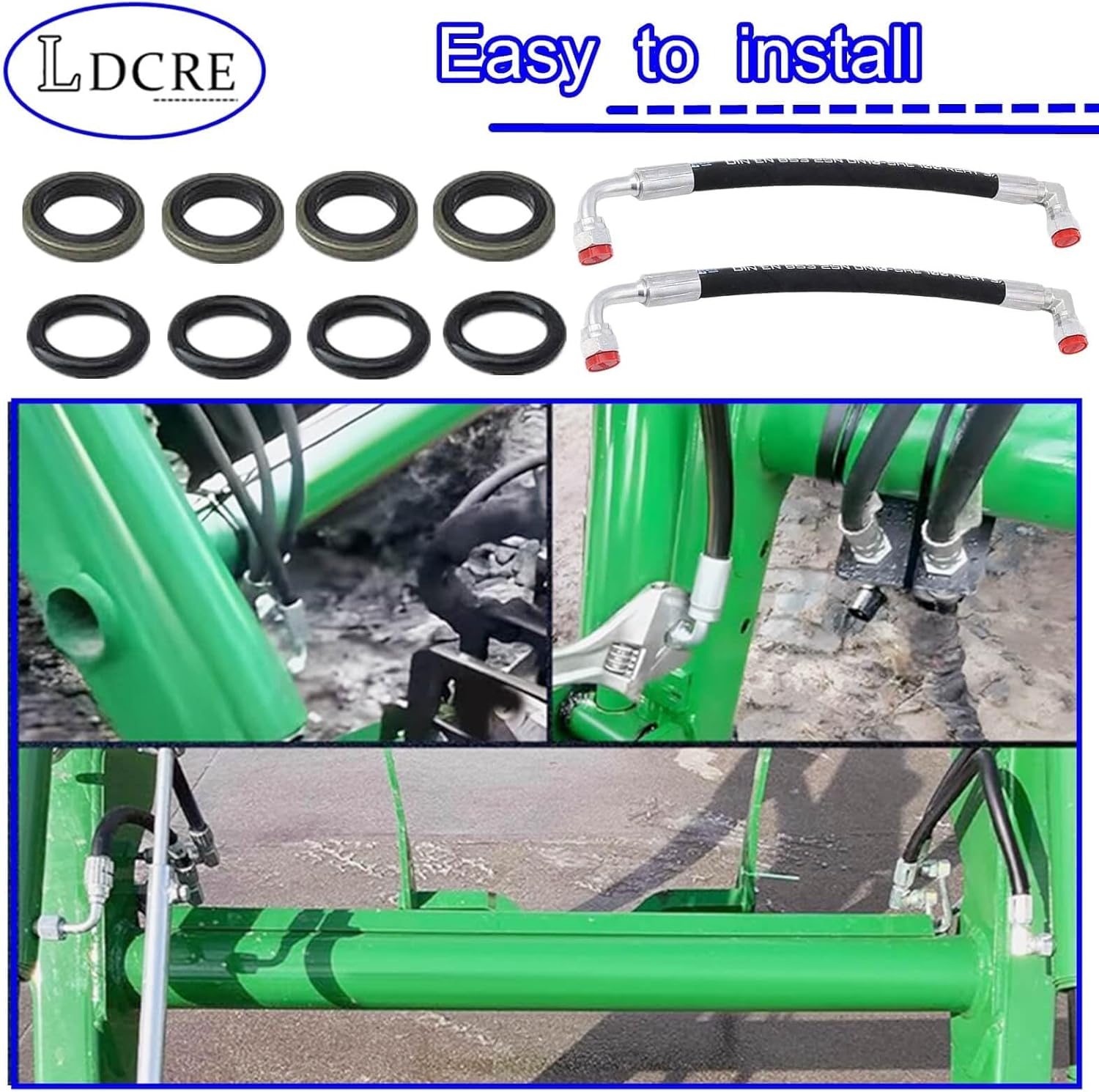 2PCS AW29374 Hydraulic Hose Compatible with John Deere Front Loaders D120 H120 H130 H160 H165 120E 120R 200X 200CX 210 300 300X 300CX 300E 300R 400CX 410 419 420 430 512 | Replace AW29374, 5800 PSI