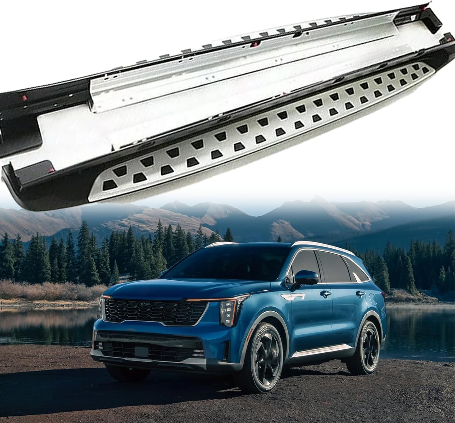 2PCS Fits for Side Steps K Sorento 2024 2025 2026 Running Board Silver Pedal Nerf Bar