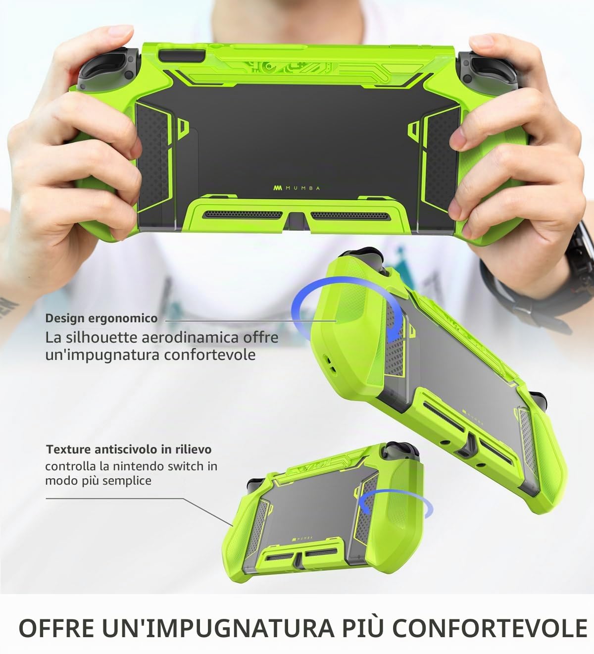 Mumba Custodia per Nintendo Switch, robusta custodia protettiva ibrida in TPU, per Nintendo Switch, colore: verde