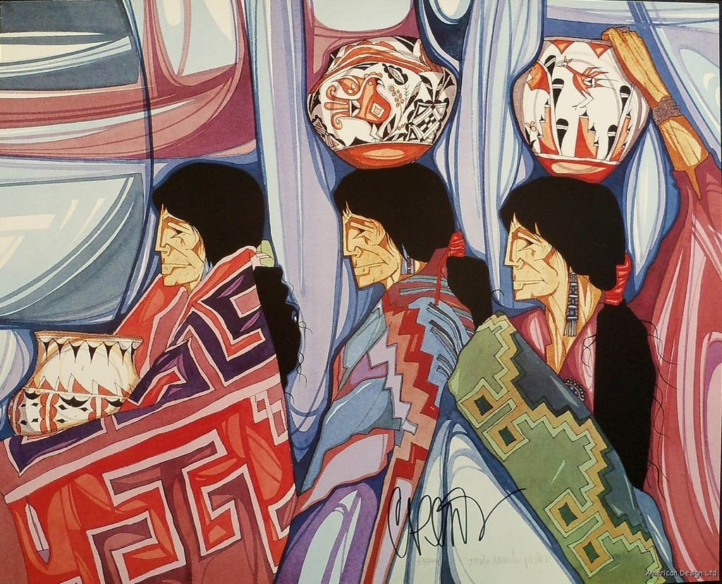 Western Graphics Amado Pena Tres Artesanas Hand Signed Fine Art Poster