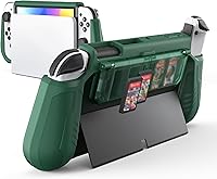 Vista 10 de Switch OLED Case with Flip Game Storage, KIWIHOME Dockable Protective Case for Nintendo Switch OLED 2021 TPU Grip Portable Cover Accessories, Black
