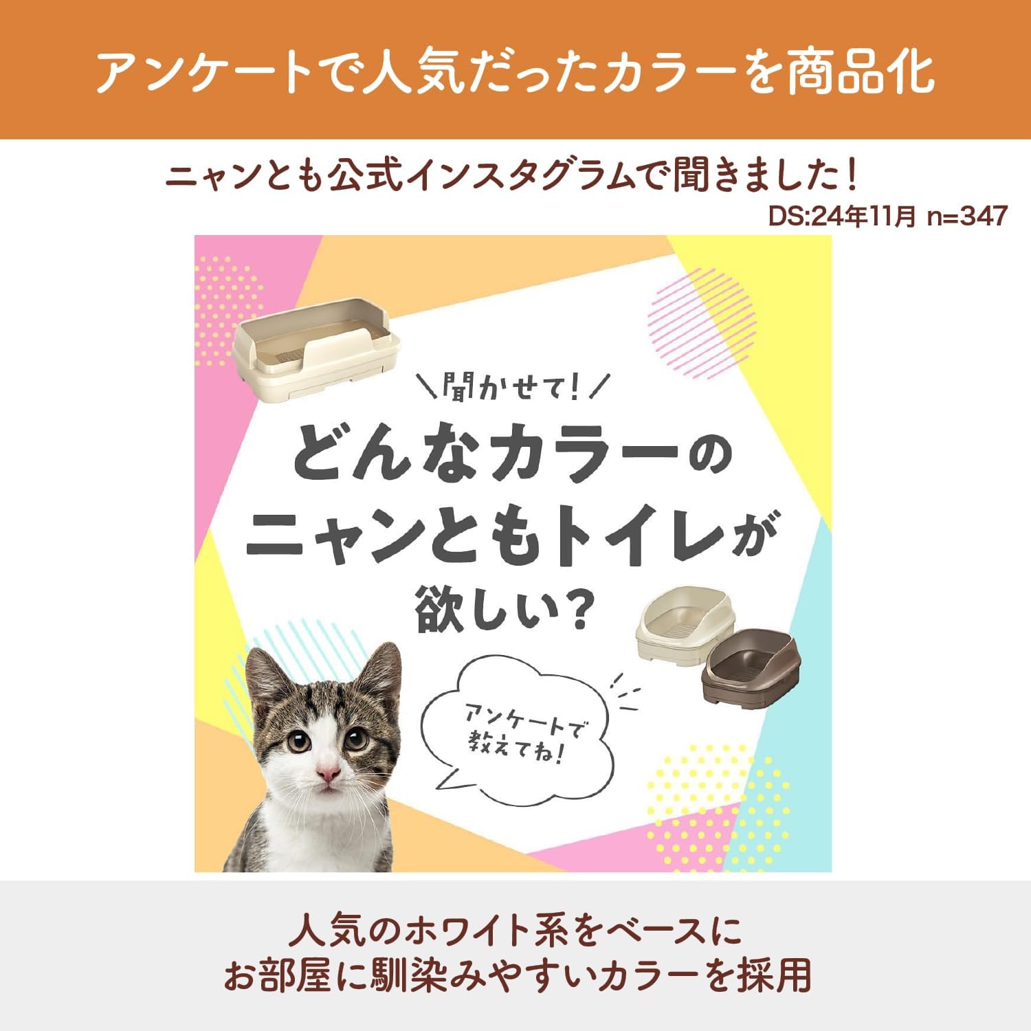消臭力監修 猫 トイレ [約3ヵ月分消臭特化の猫砂・シート付] ドームタイプ 【便器】 ホワイト&ライトグレー [Ama