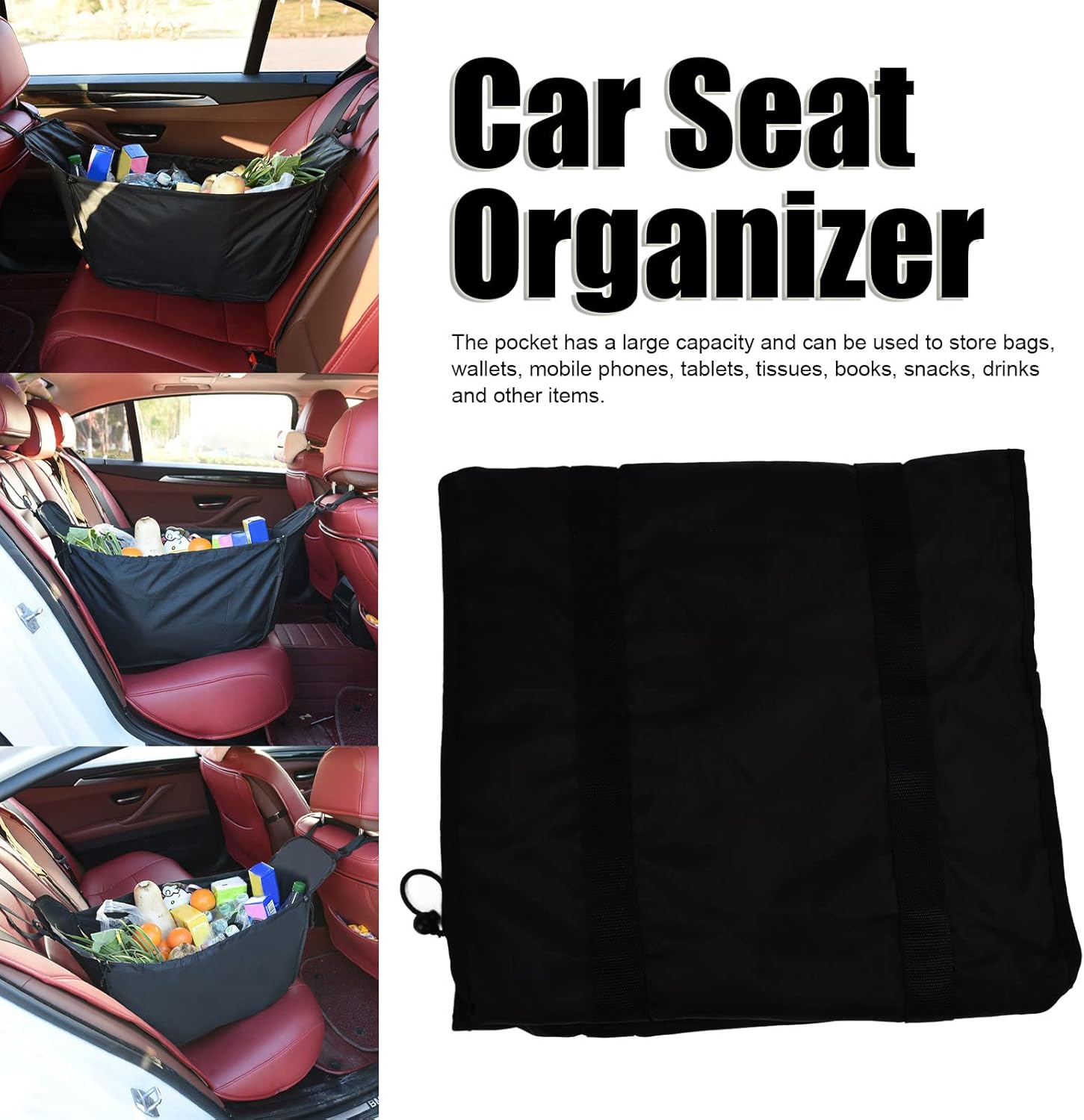 Car Seat Organizer,Large capacity car travel bag,Portable Foldable Shopping Bag,Reusable large capacity tote bag Adjustable Oxford Cloth Portable Storage Bag for Shopping Travel