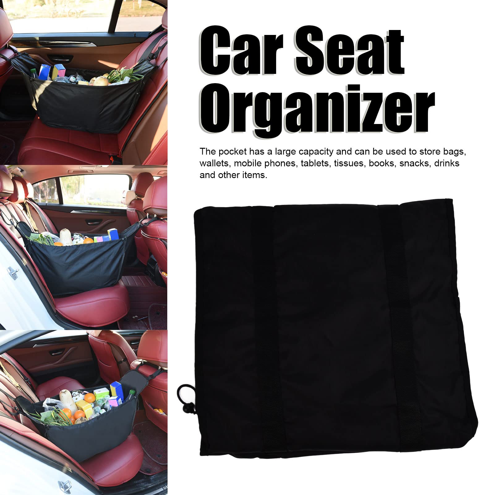 Jwthee Car Seat Organizer,Large capacity car travel bag,Portable Foldable Shopping Bag,Reusable large capacity tote bag Adjustable Oxford Cloth Portable Storage Bag for Shopping Travel