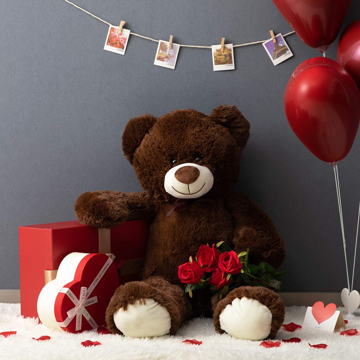 HollyHOME Teddy Bear Plush Giant Teddy Bears Stuffed Animals Teddy Bear Love 36 inch Chocolate : Toys & Games