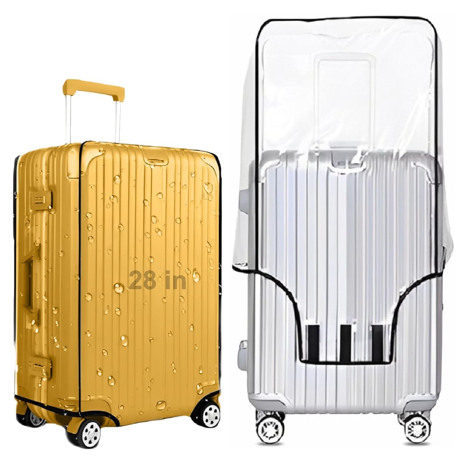 quiczen Suitcase Cover | Transparent PVC Luggage Cover for Hard Trolley Bag | Waterproof Clear Protective Trolley Bag Cover with Zipper, Travel Dustproof Protector (28 INCH [Large])-picture-23