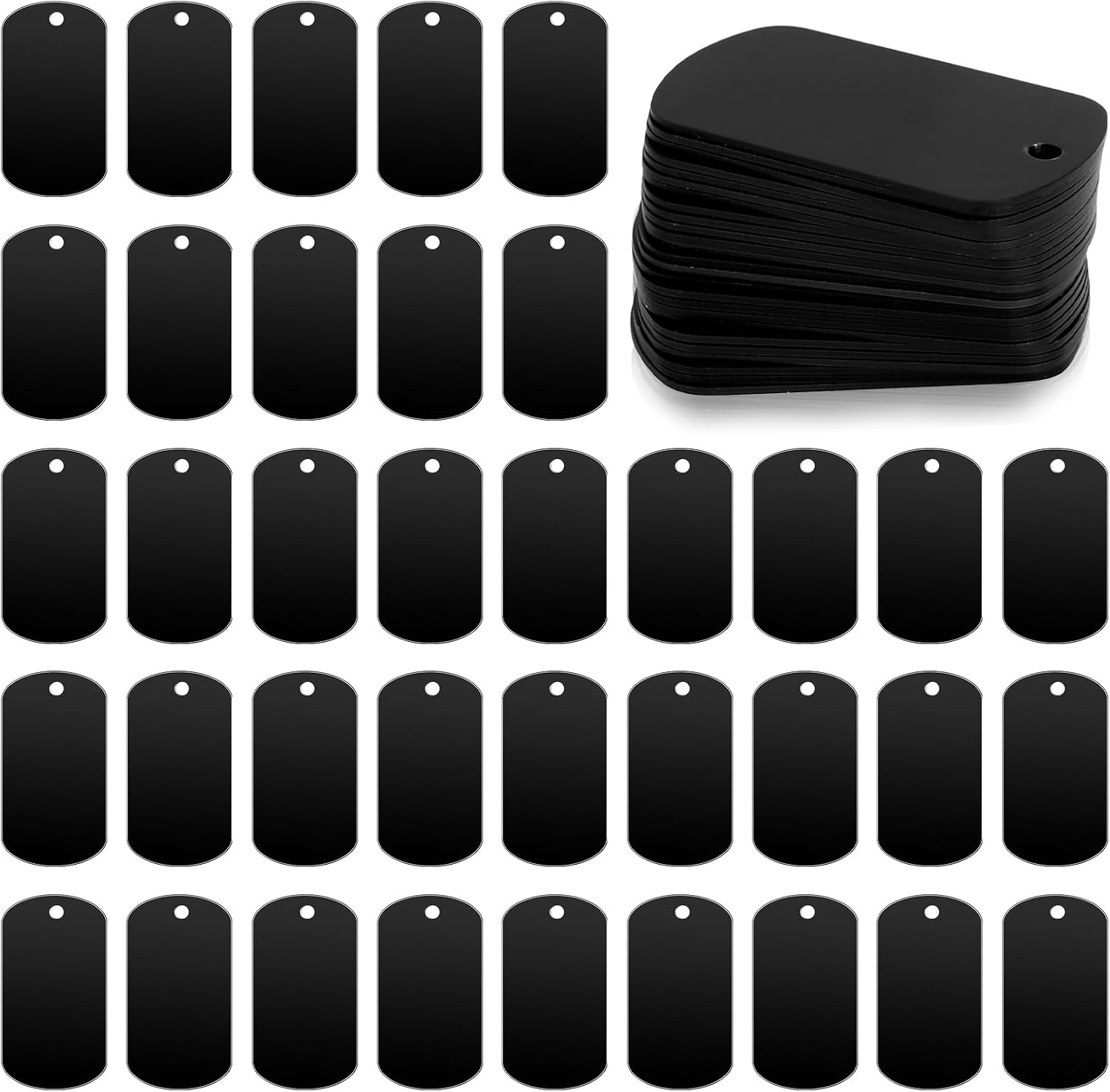 50 Pack Metal Stamping Blanks Black Metal Tags for Stamping, Engraving Blank Tags Engraving Blank Tags Signs Aluminum Stamping Blanks Keychain Blank Dog Tag