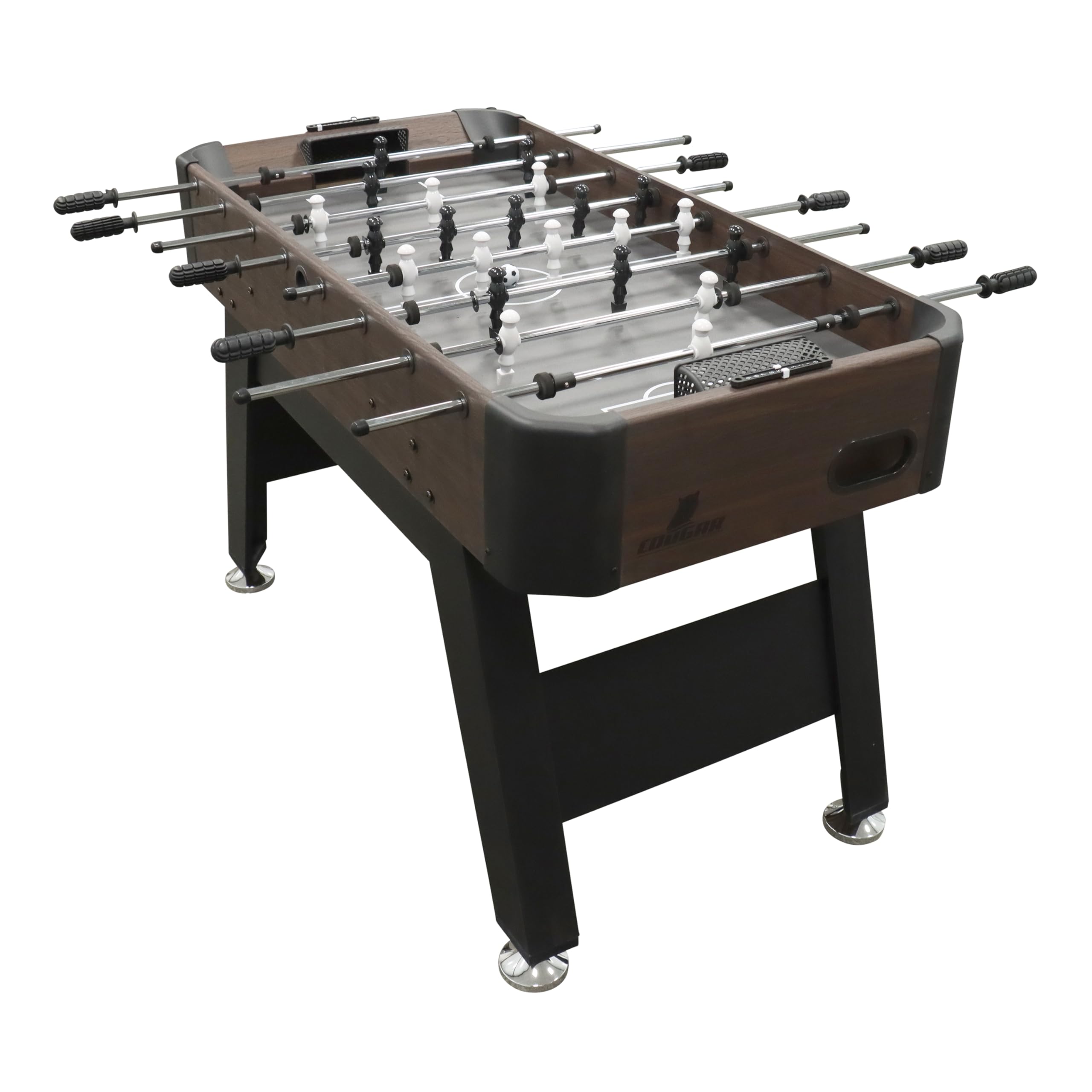 Cougar Striker Baby-Foot | Table De Babyfoot Marron Foncé/Noire | Table De Football, 2 Balles Et Compteur De Points Inclus | pour Tous Les âges | Dimensions 122 X 61,5 X 79 Cm