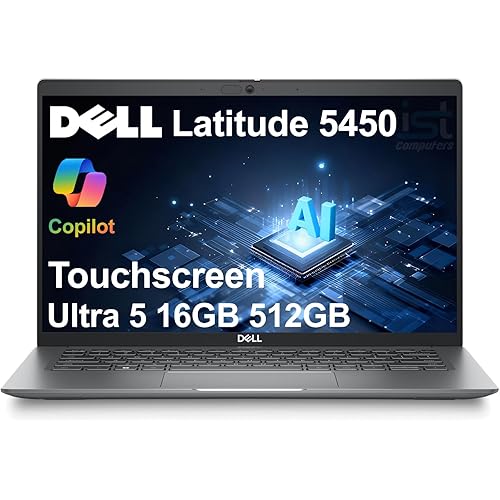 Dell Latitude 5450 5000 Business AI PC Laptop (14" FHD Touchscreen, Intel 12-Core Ultra 5 135U (> i7-1355U), 16GB DDR5 RAM, 512GB SSD), Backlit, 1080p IR Webcam, 2x Thunderbolt 4, HDMI, Win 11 Pro
