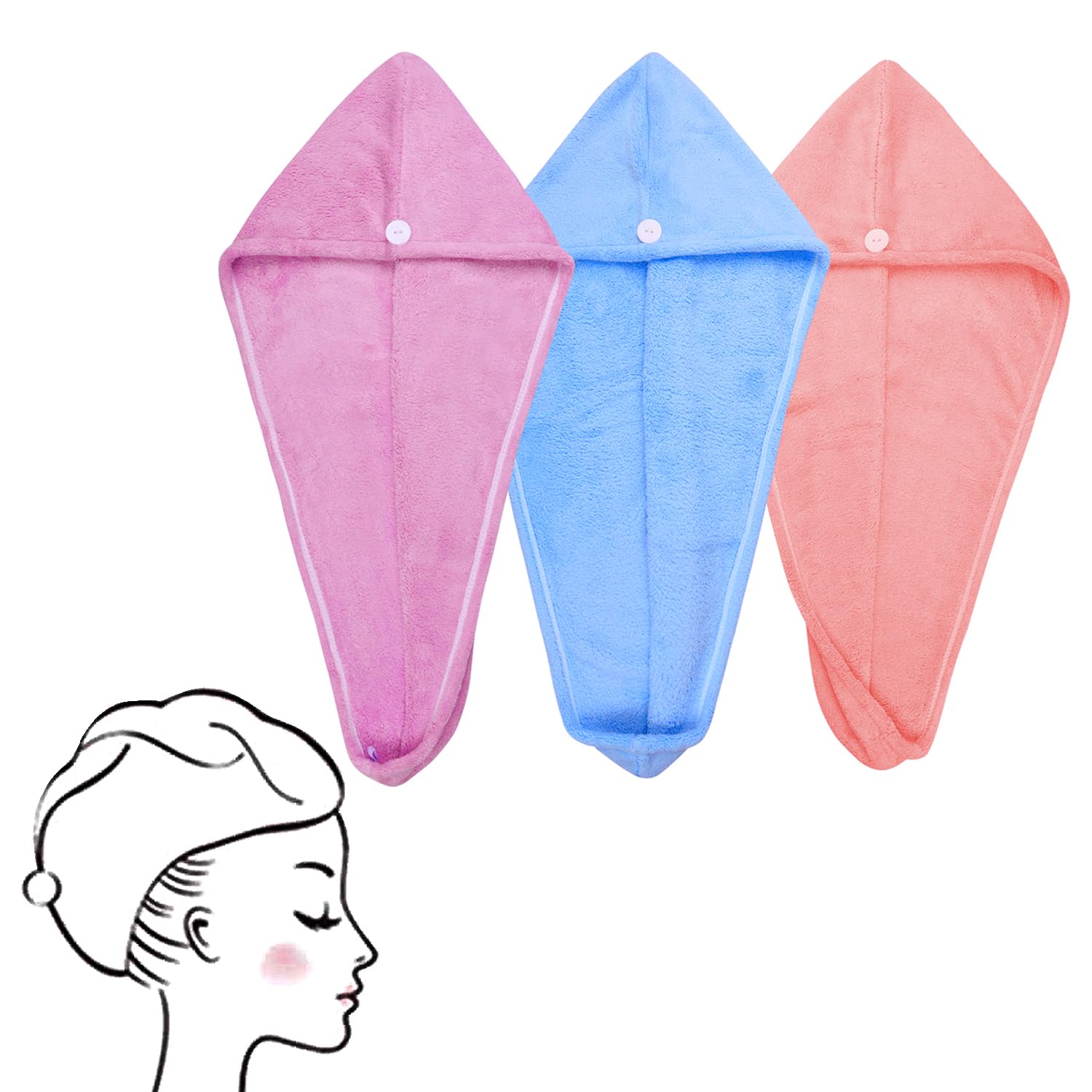 See full amazon price history chart for NFI essentials - Pack of 3 - Hair Drying Microfiber Head Towel, Super Absorbent Towel Cap, Quick Dry Shower Hair Towel Wrap with Button for Women (Y169) NFI essentials - Pack of 3 - Hair Drying Microfiber Head Towel, Super Absorbent Towel Cap, Quick Dry Shower Hair Towel Wrap with Button for Women (Y169) (B09D9M45C2) Amazon Price History, Amazon Price Tracker