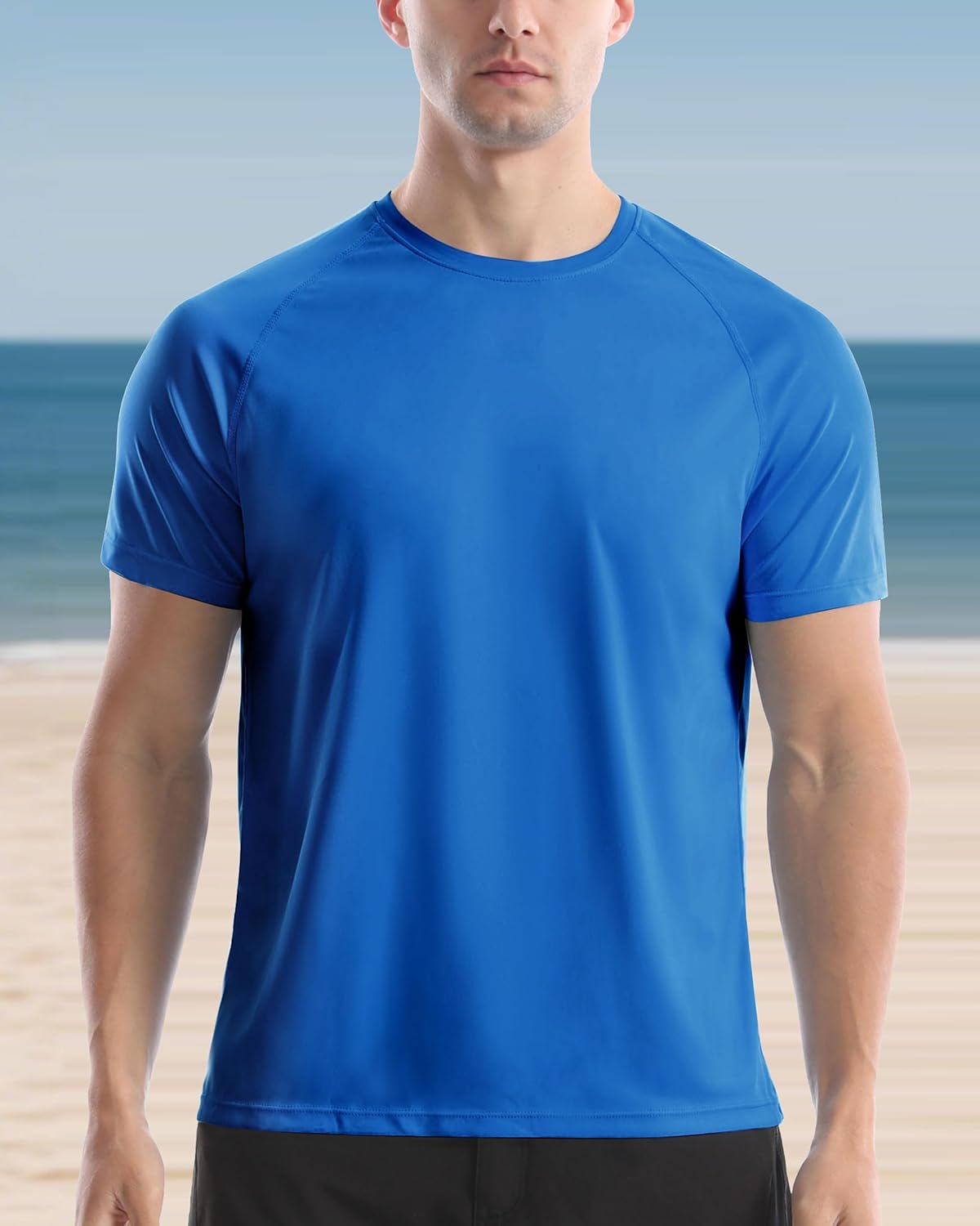 Men's Short Sleeve UV Protection Rash Guard,UPF 50+ Swim Shirts,Quick Dry Lightweight T-Shirt for Fishing Running