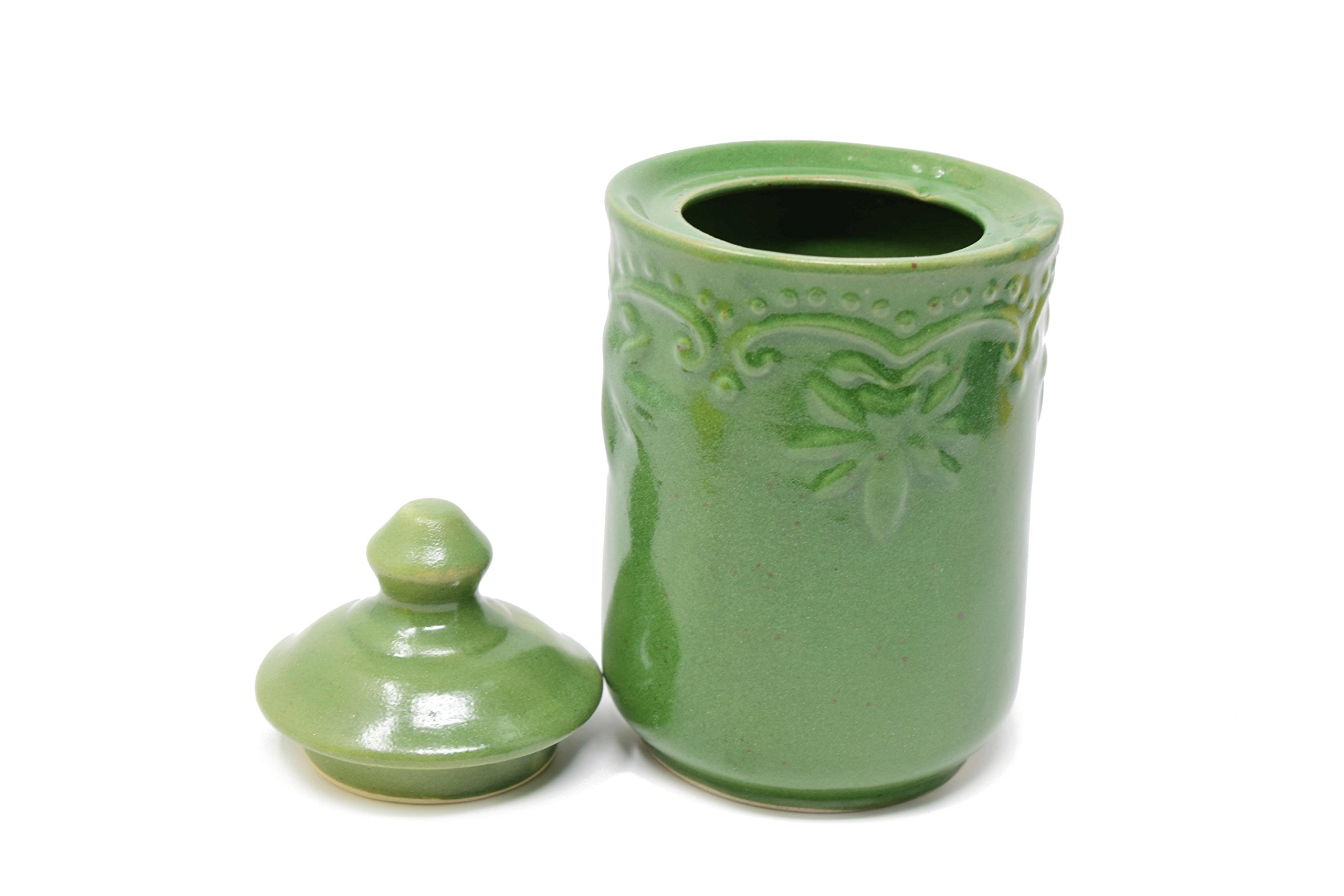 The Himalayan Goods Company - Kitchen Aesthetics Ceramic Container Spice Jar Sugar Pot with Lid (650ml) (Sea Green and Ivory)
