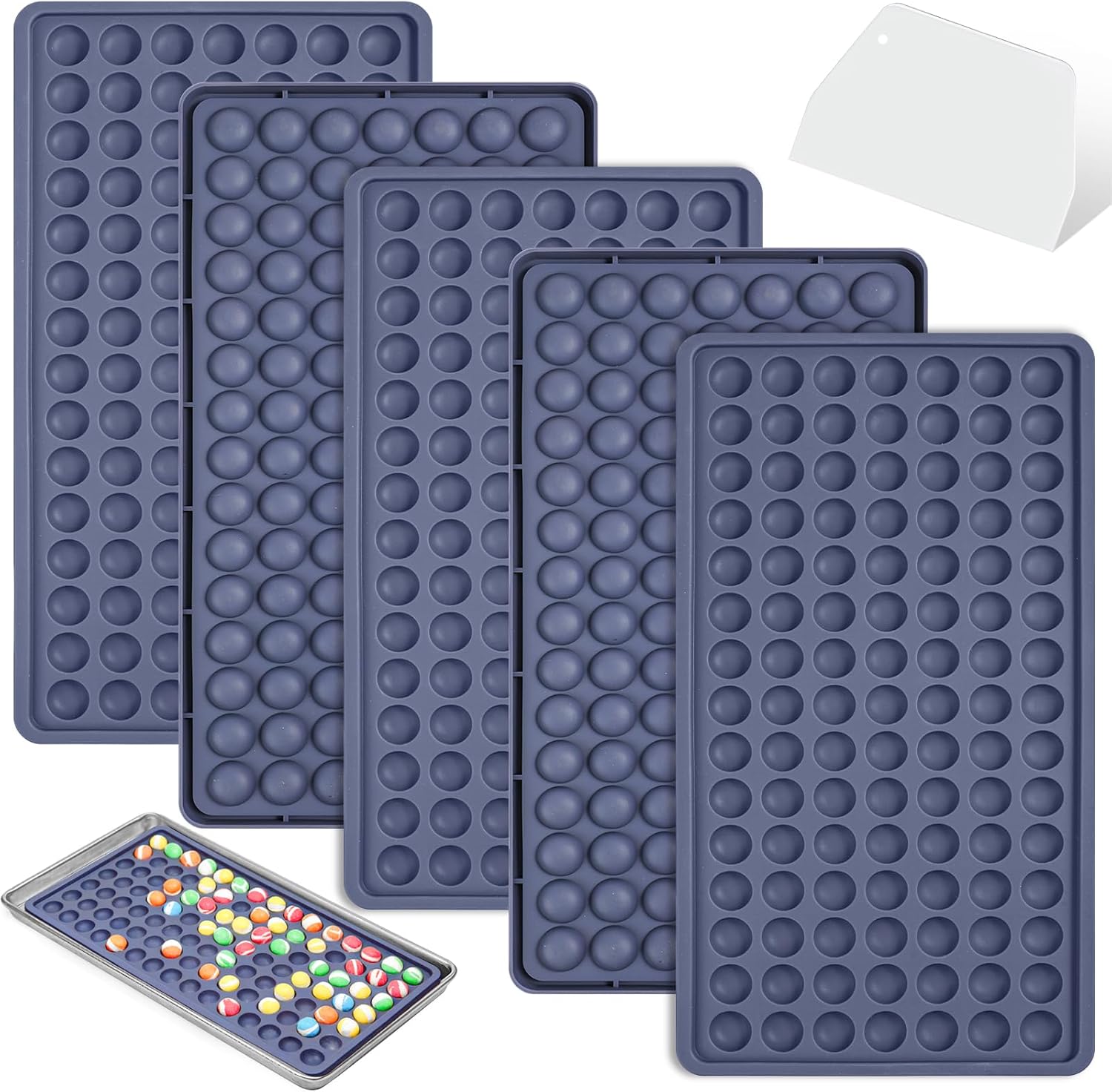 Webake 5Pcs Silicone Tray Dividers for Harvest Right Small and Medium Trays, 1.3ml for Yogurt Bites & Candy Pieces, LFGB Platinum Silicone with Scraper