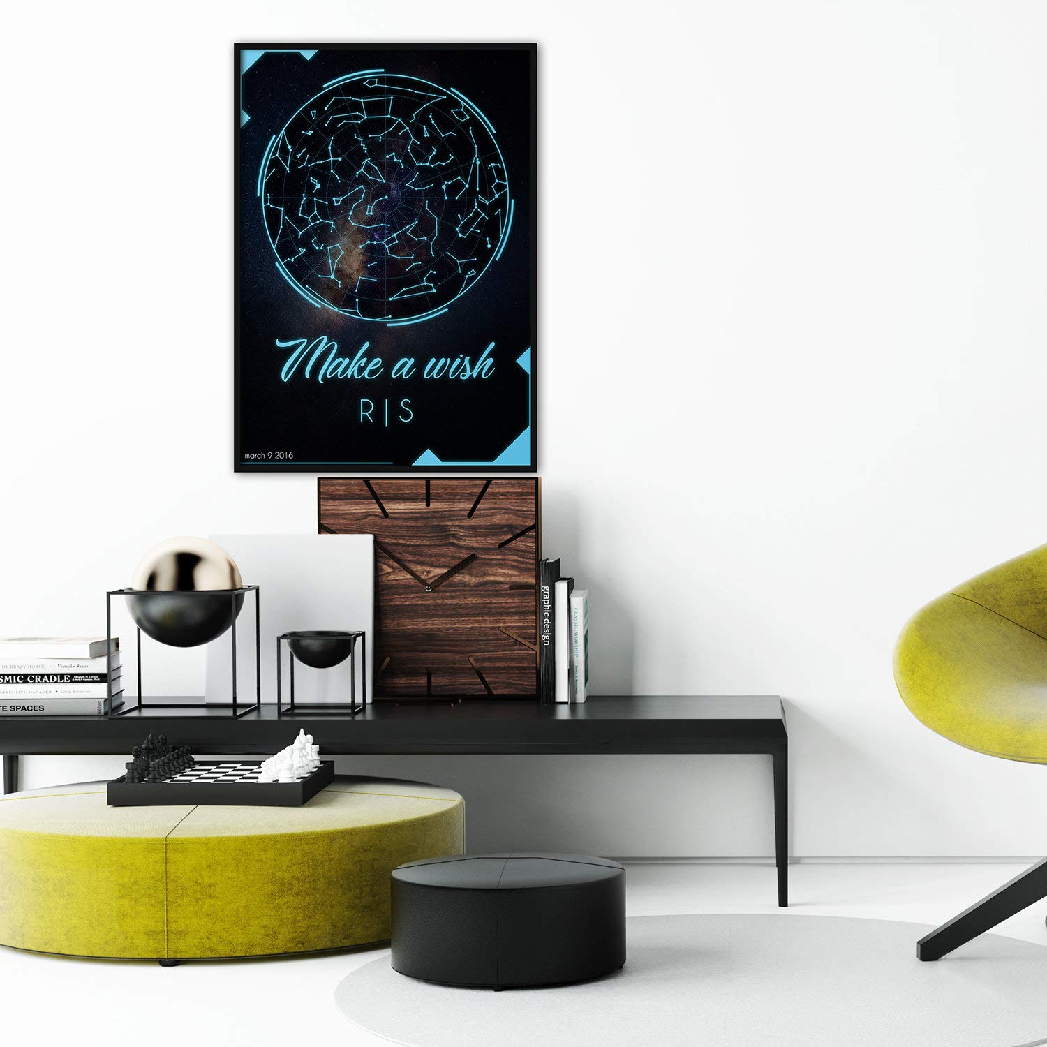 Niestandardowy plakat ścienny z konstelacją - mapa gwiazd wzór zodiaku kosmos noc niebo nadruk - duża galaktyka astrologia pokój dziecięcy dekoracja do nadruku prezent