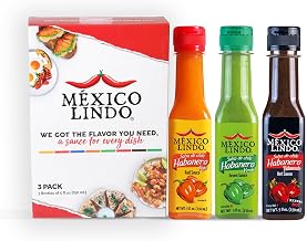 Mexico Lindo Hot Sauce Variety Pack | Includes 1 Bottles Each of Red Habanero + Green Habanero + Xxxtra Hot | 5 Fl Oz Bottles (Pack of 3)