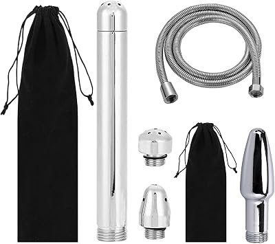 Metal Nozzle Clean Shower Head, 2 Shower Heads 3 Aluminum Cleaner Flushing Cleansing System with 59 inch Hose and Water Tank Hook, Silver