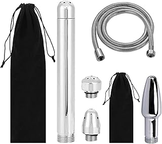 Metal Nozzle Clean Shower Head, 2 Shower Heads 3 Aluminum Cleaner Flushing Cleansing System with 59 inch Hose and Water Tank Hook, Silver