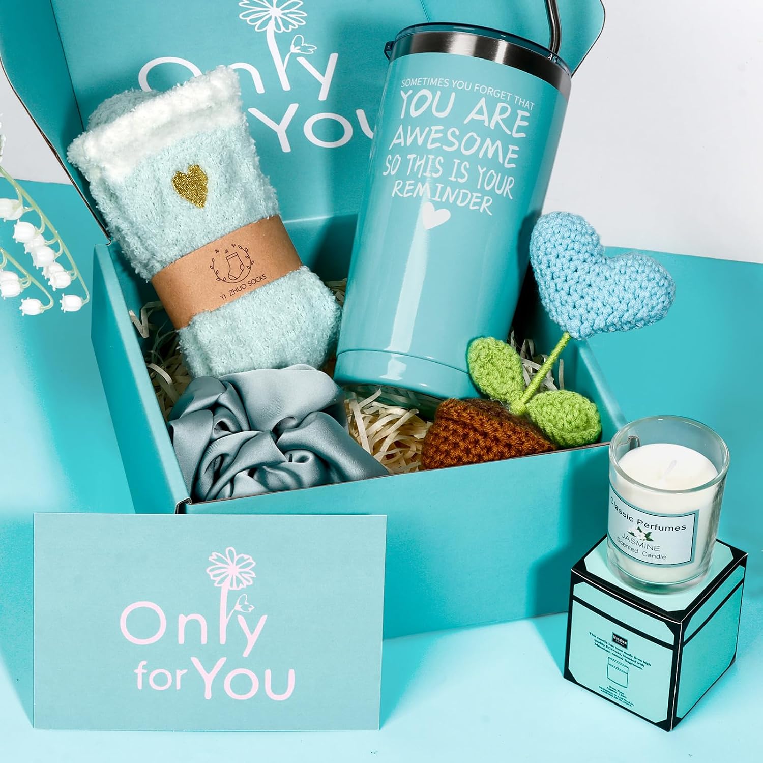 Gift Baskets for Women, Gift for Birthday, Christmas, Mother's Day, Valentine's Day, Get Well Gifts for Women, Teen girl,Siter, best friend, her, wife,Inspirational Gift Set Box (Blue)