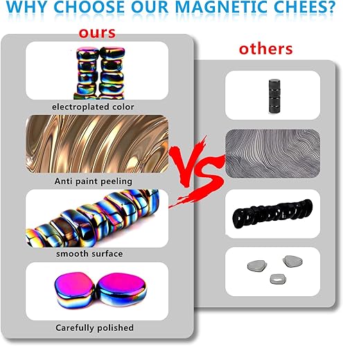 Miniatura 2 de Juego de ajedrez magnético colorido 2024, juego de ajedrez magnético con piedrastablero de ajedrezcuerda, juego magnético con rocas, juego de fiesta