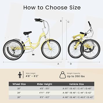 Adult Folding Tricycle, 7-Speed 3-Wheel Cruiser Bike with Low Step-Through Frame, Large Rear Basket, Adjustable Seat, 20/24/26 Inch Options