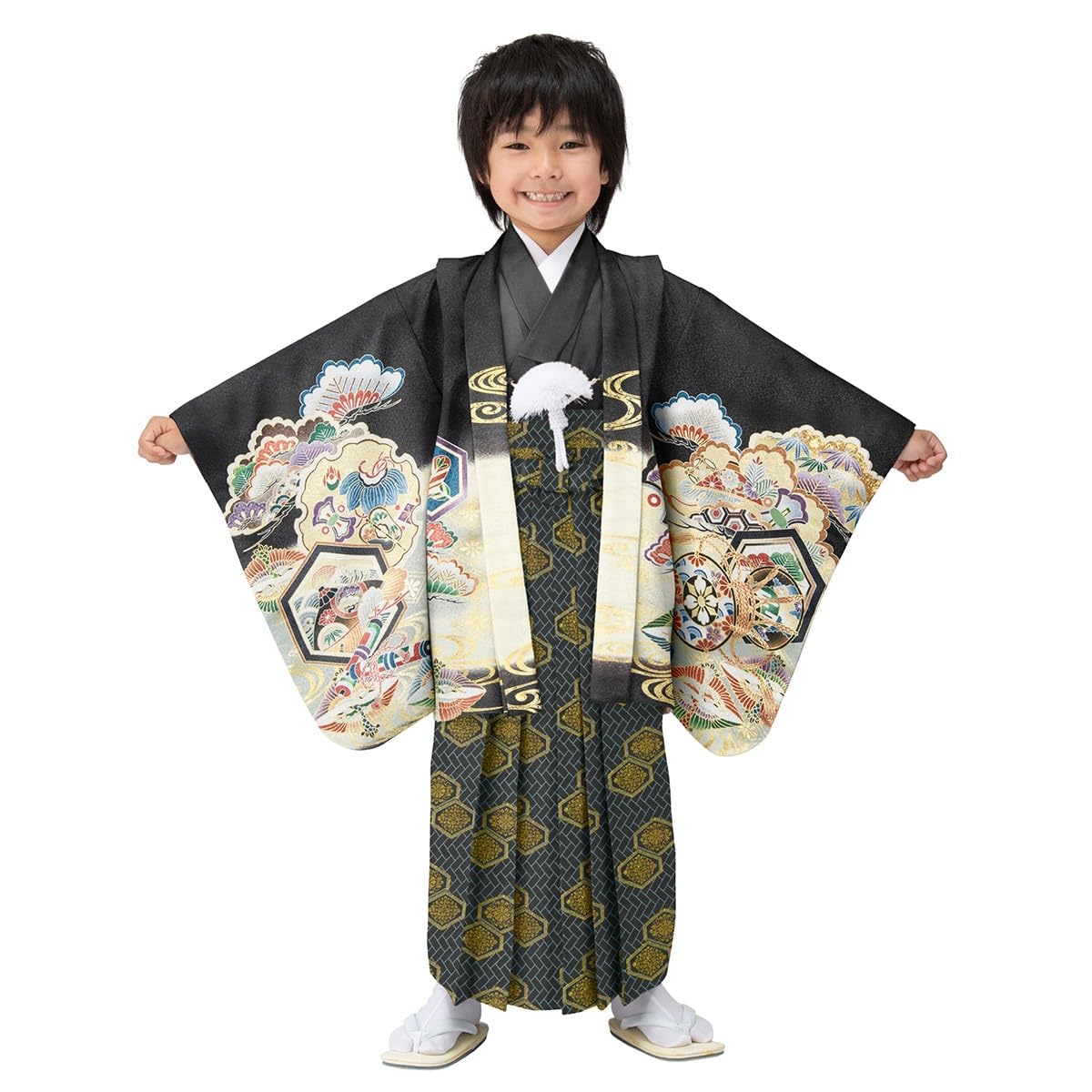 京のみやび] 七五三 3歳 男の子 着物 被布セット 3才 青 黄 チェック