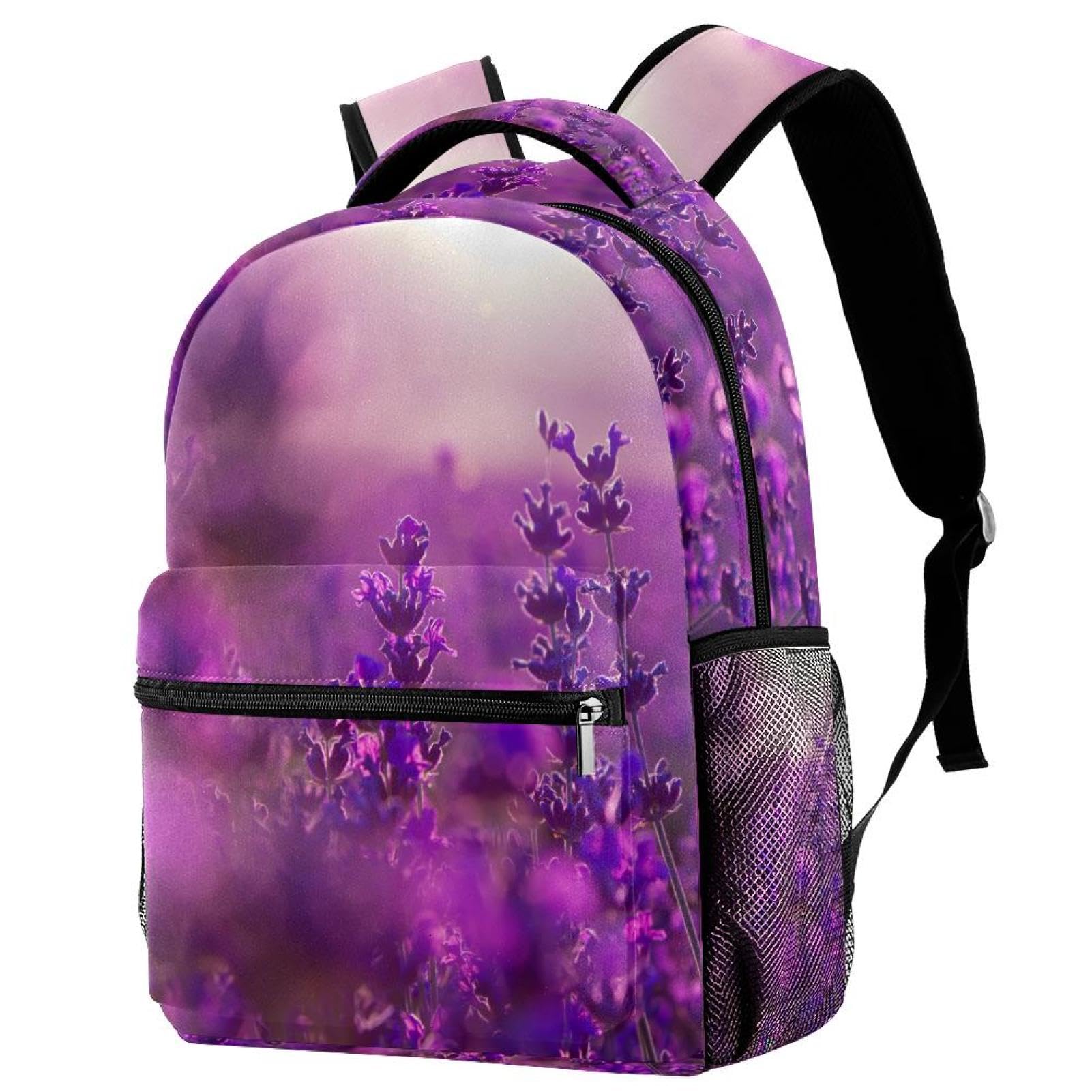 Mochila escolar de flores azules de 40cm para ordenador y libros 7