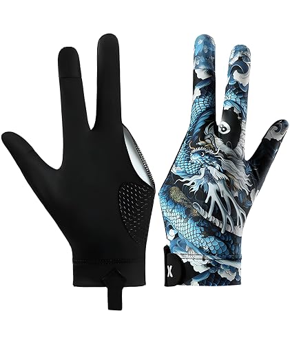 XFSAFDM Snooker Gloves Left Hand, Full Finger Billiard Glove for Left-Handed Players, Polyester Fabric, Enhanced Grip and Control, Ideal for Practice and Competitive Matches