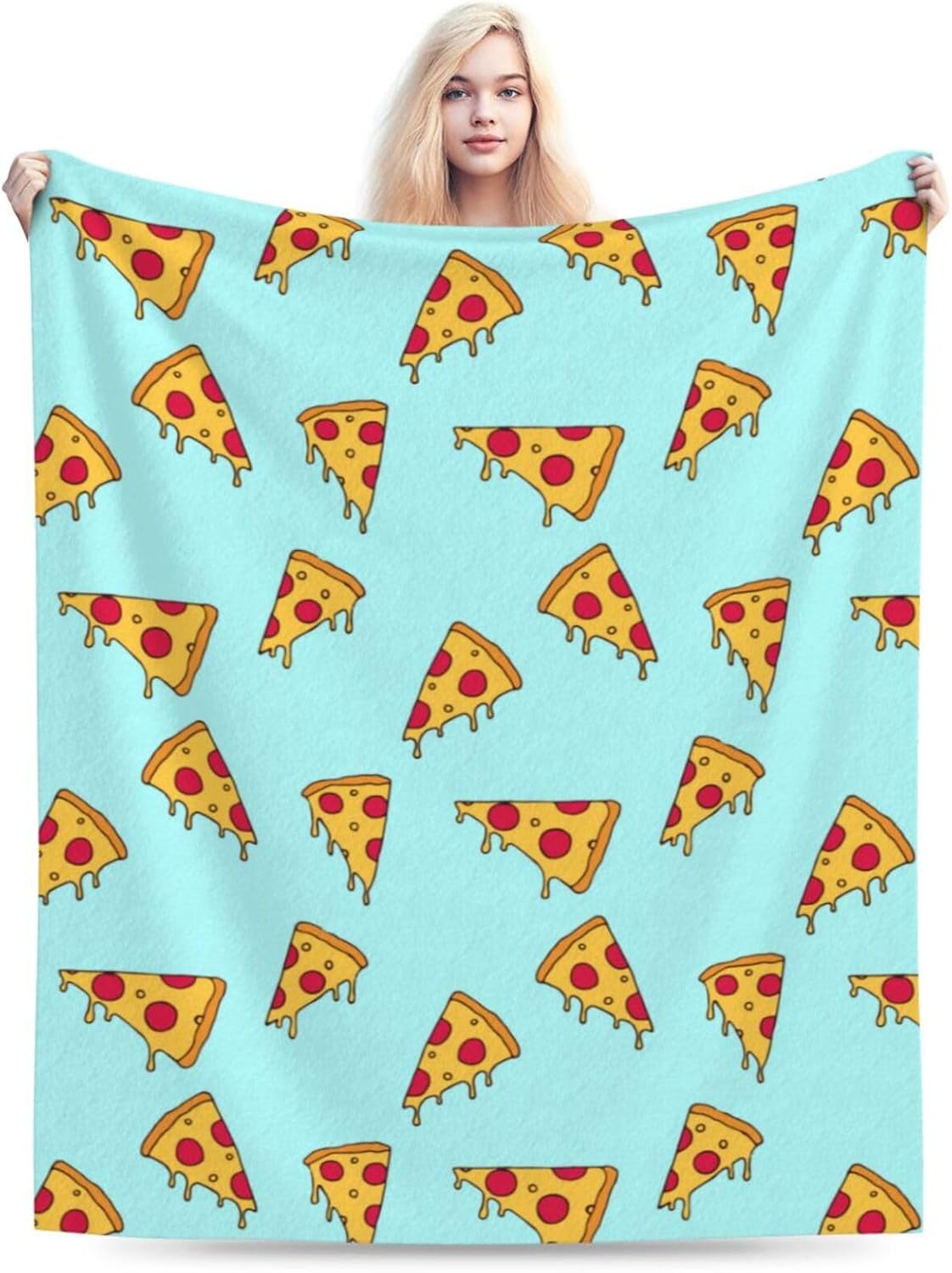 Cute Pizza Slice Throw Blanket Super Soft Warm Bed Blankets for Couch Bedroom Sofa Office Car, All Season Cozy Flannel Plush Blanket Gifts for Girls Boys Kids Teens 50"x40"