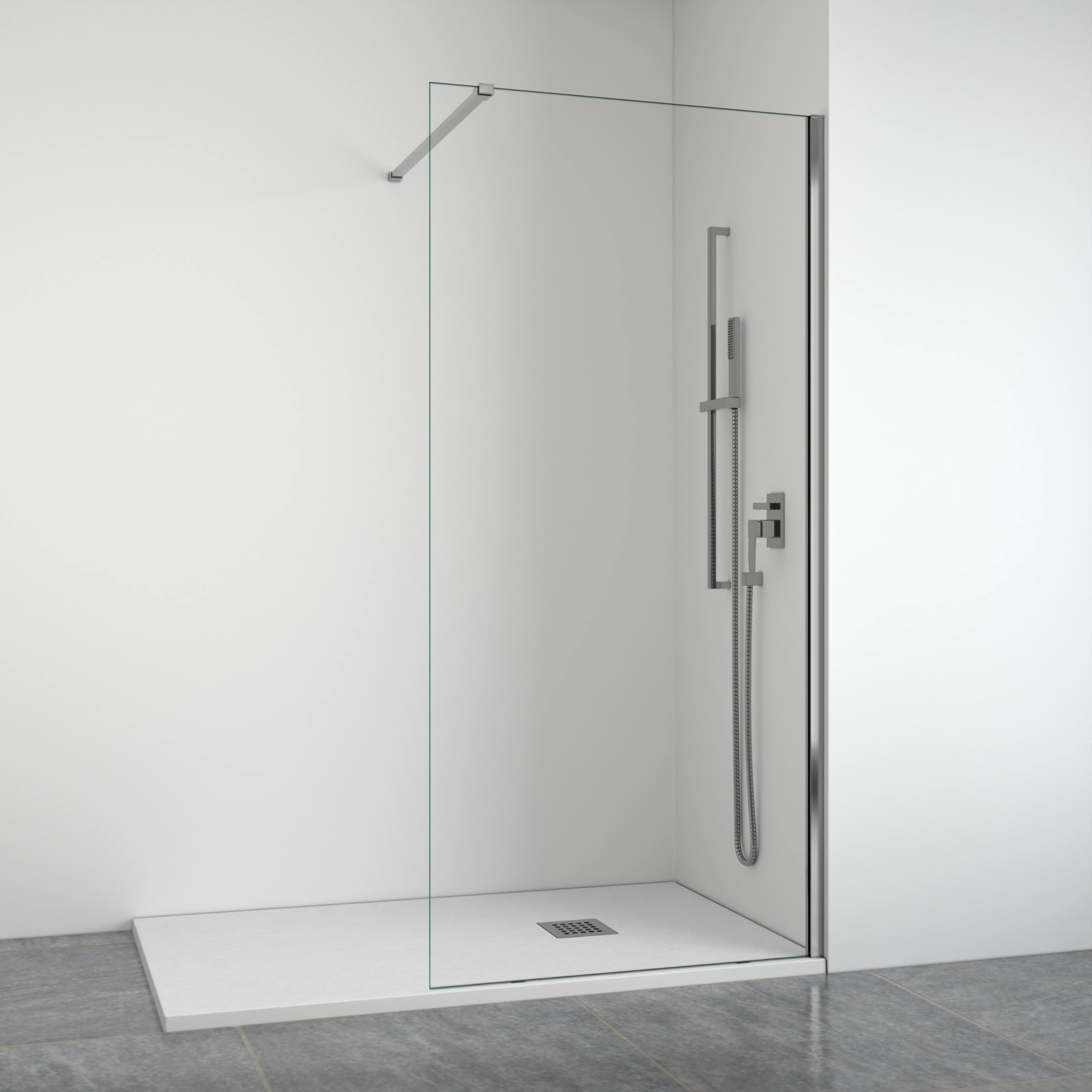 BELLOBATH - Mampara de ducha frontal panel fijo - Transparente - Cristal templado 8 mm Antical en ambas caras - Perfilería Cromo - Ancho adaptable 60-​62 cm - Alto 195 cm
