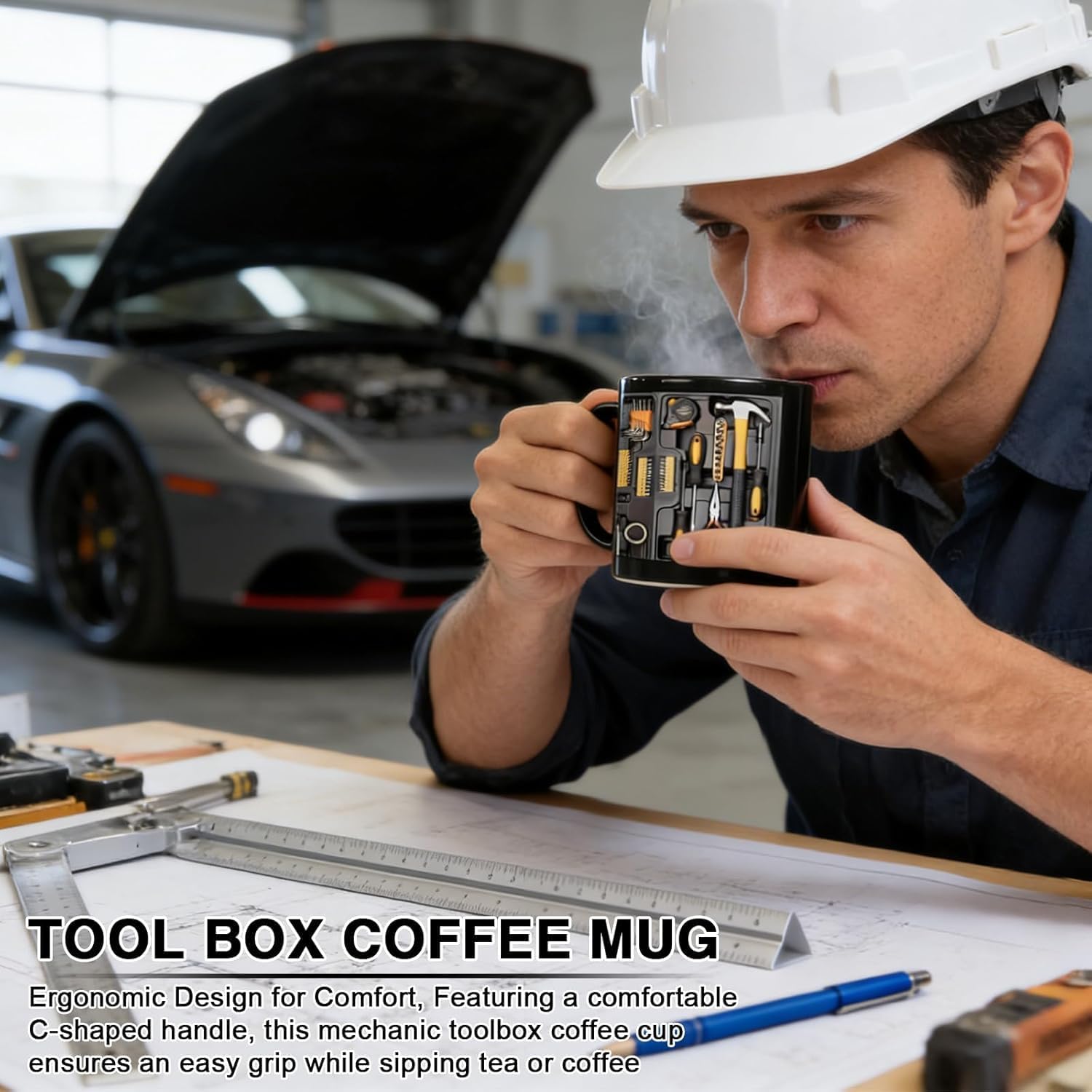 Tool Box Coffee Mug, 11oz Ceramic Toolbox Mechanic Mugs Funny Gift for Husband Dad Birthday Anniversary - Image 2