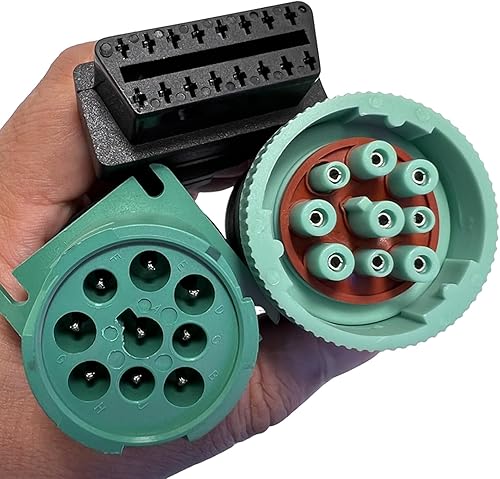 Miniatura 6 de Cable adaptador macho J1939 de 9 pines a OBD 2, funciona con escáner de diagnóstico tipo 2 verde J1939 conector de diagnóstico, OBD a 9 pines J1939