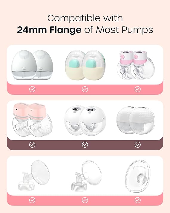 Nuliie 10PCS Flange Inserts 13/15/17/19/21mm for 24mm Flange/Shield of Most Pumps, BPA Free Inserts, Compatible with Momcozy/Spectra/Bellababy/TSRETE/Nuliie Breast Pumps | BPA Free Inserts, Compatible with Momcozy/Spectra/Nuliie Pumps, Pumping Essential Kit for Moms