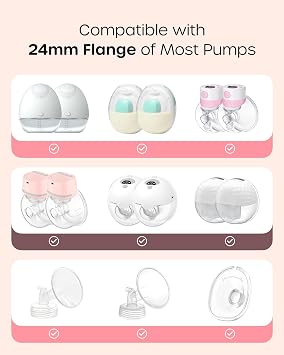 Nuliie 10PCS Flange Inserts 13/15/17/19/21mm for 24mm Flange/Shield of Most Pumps, BPA Free Inserts, Compatible with Momcozy/Spectra/Bellababy/TSRETE/Nuliie Breast Pumps | BPA Free Inserts, Compatible with Momcozy/Spectra/Nuliie Pumps, Pumping Essential Kit for Moms