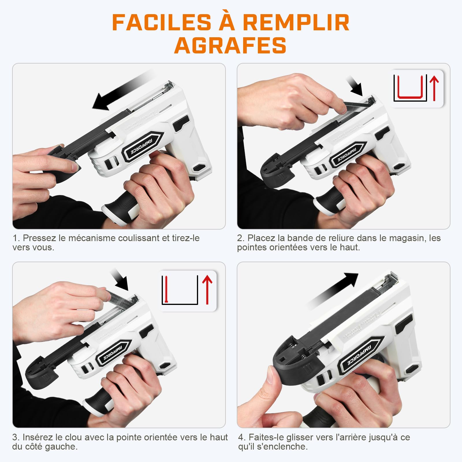 Agrafeuse électrique 2-en-1 sans fil 4V lithium-ion avec charge USB-C – inclut agrafes et clous pour tapisserie, réparation de meubles, moquette et bricolage maison