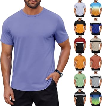 12 Pack Mens Cotton T-Shirts Mixed Color Casual Shirts Summer Trendy Classic Short Sleeve Tees