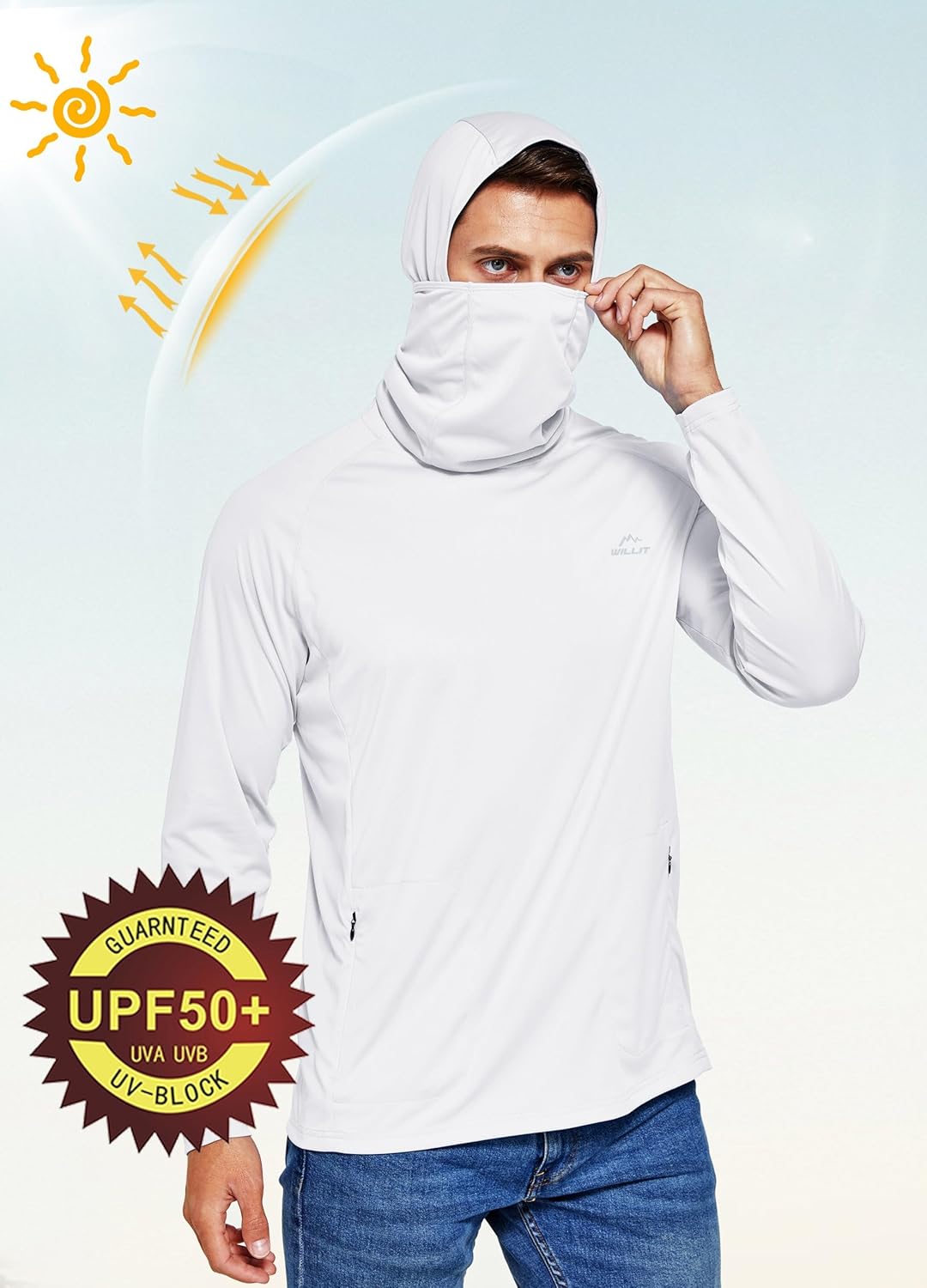 Willit Men's Sun Protection Hoodie UPF 50+ Fishing Hiking Shirt Long Sleeve SPF UV Shirt Rash Guard Lightweight - Image 6