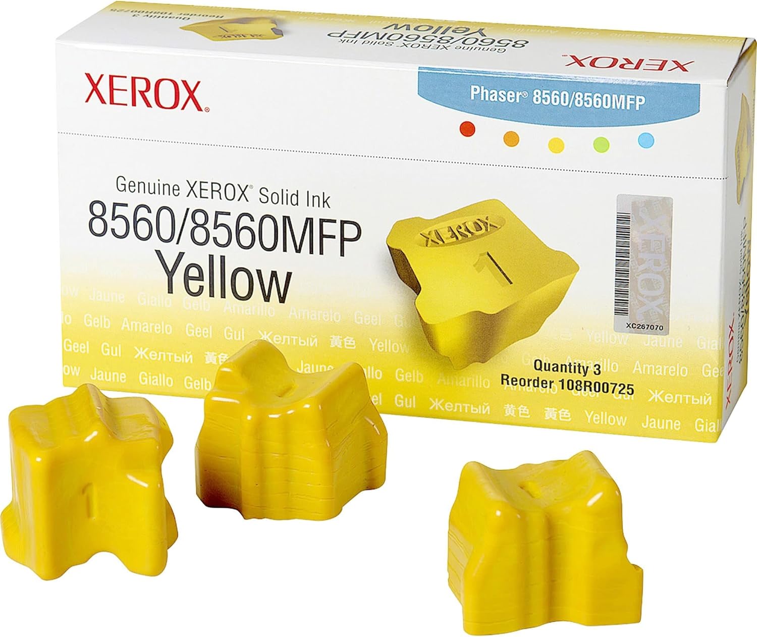 Xerox® 8560 Yellow Solid Ink Sticks, Pack of 3, 108R00725