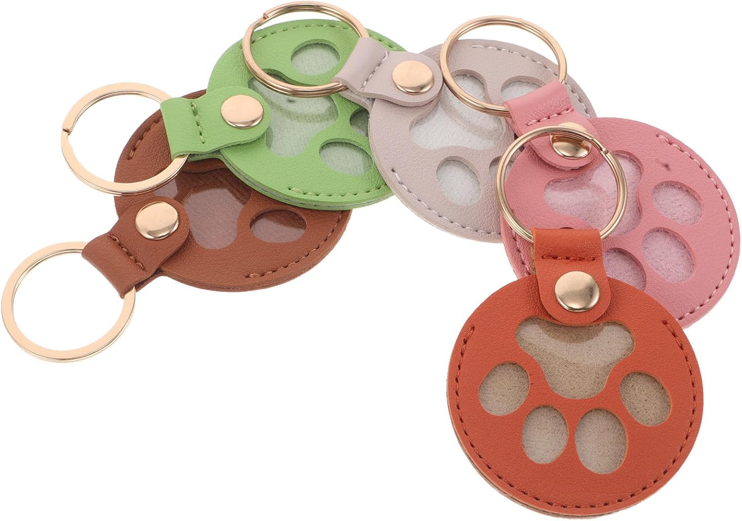 VOSAREA 5pcs PET Hair PU Pendant with Cat Paw Shaped Keepsake Keychain